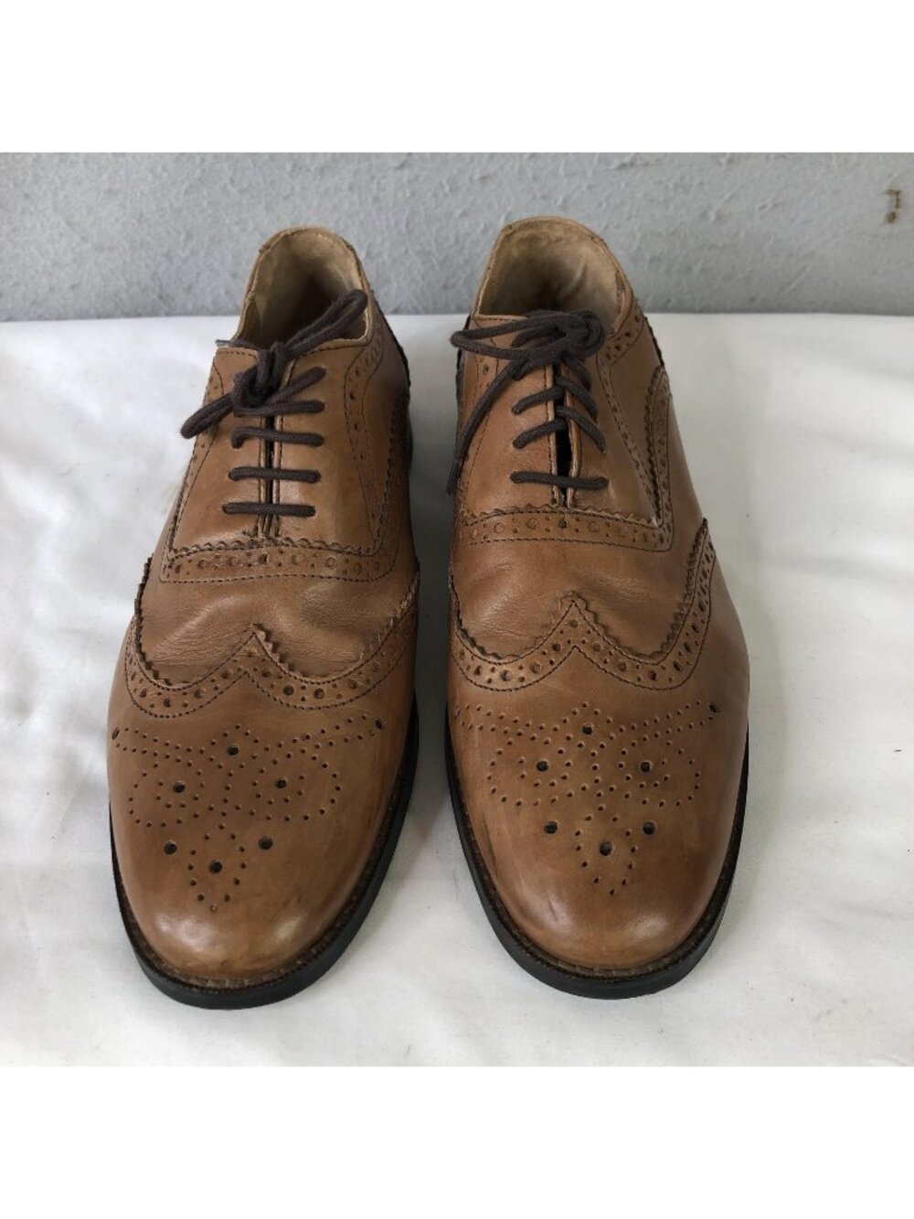 Thistle Shoes Mens Size 8 Brown Leather Wingtip Brogue Dress Oxford Scotland
